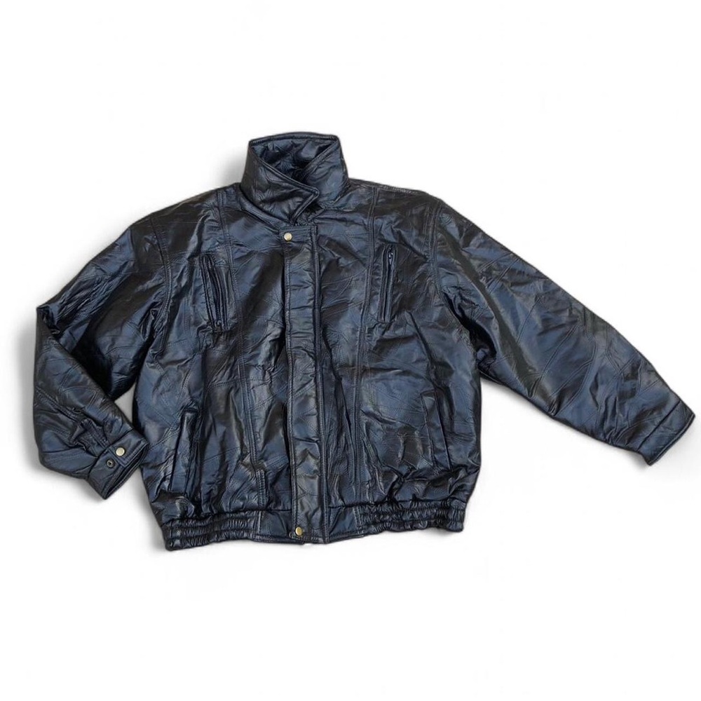 NEW Vintage MAXAM Lambskin Leather Jacket Italian Mosaic Y2K Biker Flight Bomber